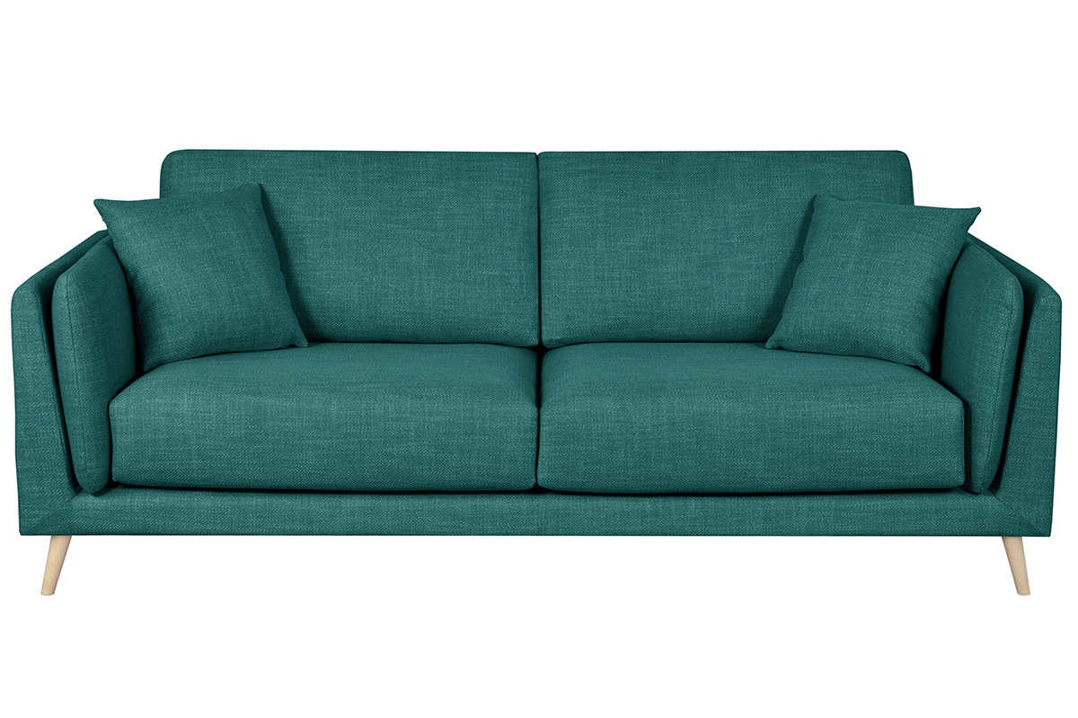 Design-Sofa pfauenblauem Stoff 3-Sitzer VOGUE