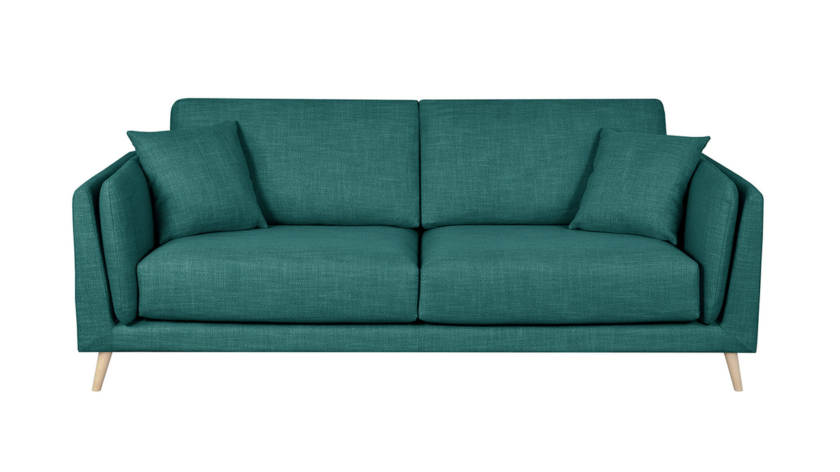 Design-Sofa pfauenblauem Stoff 3-Sitzer VOGUE