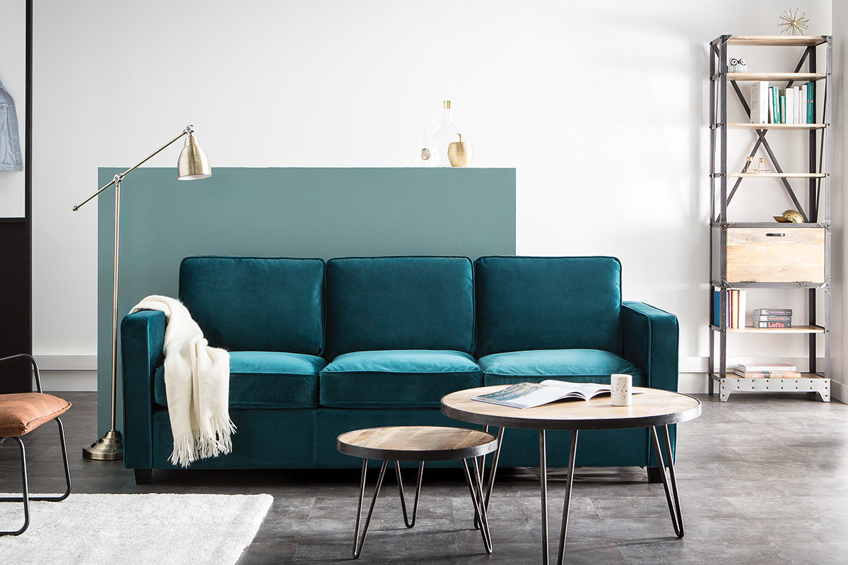 Design-Sofa Samt Smaragdgrn 3-Sitzer BROOKLYN