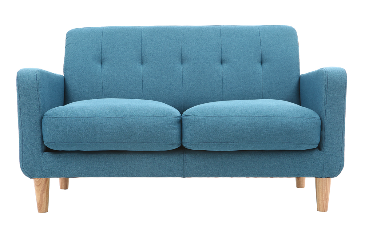 Design-Sofa skandinavisch blaugrner Stoff 2-Sitzer LUNA