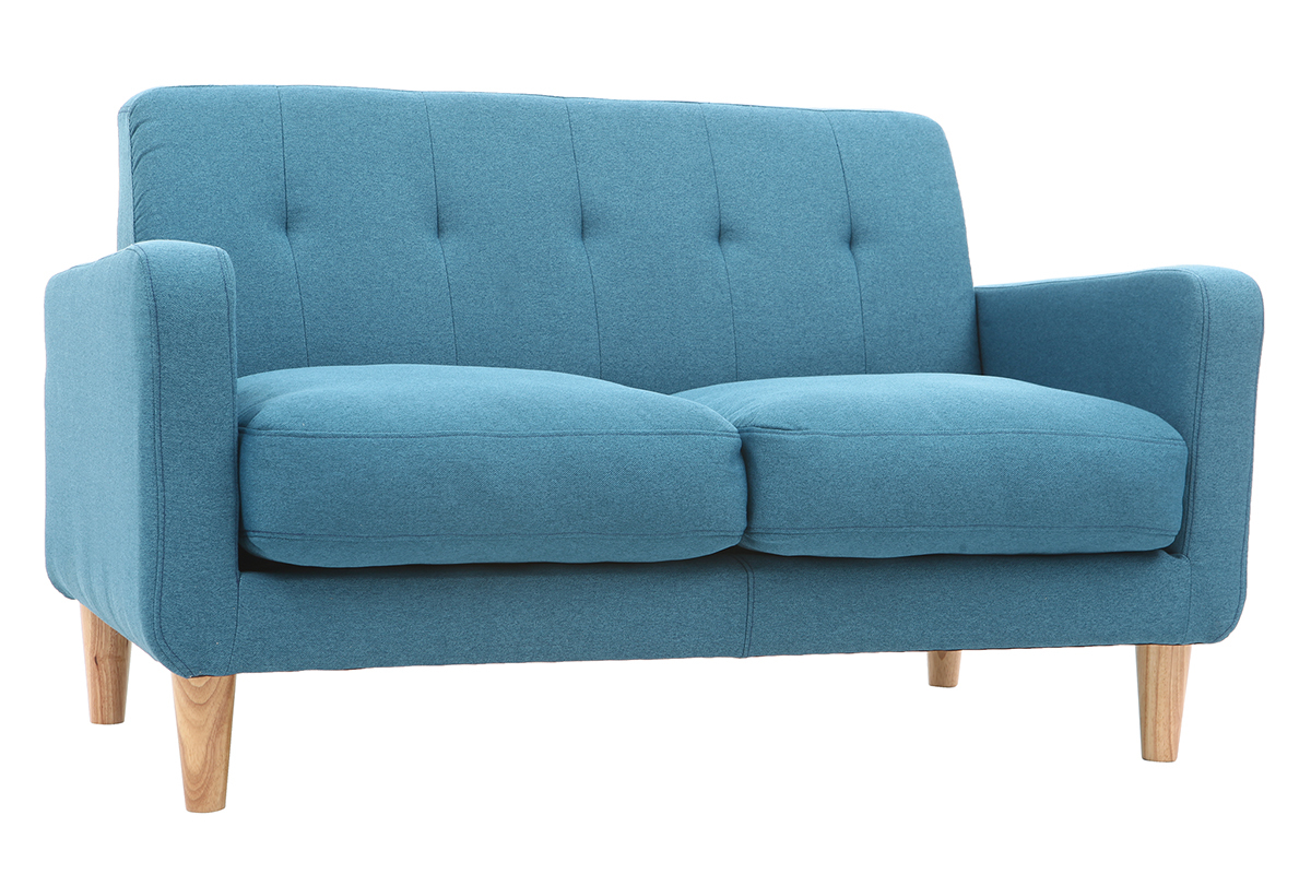 Design-Sofa skandinavisch blaugrner Stoff 2-Sitzer LUNA