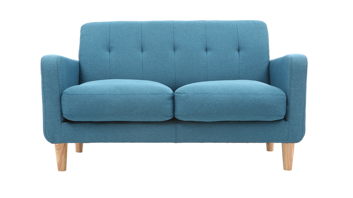 Design-Sofa skandinavisch blaugrner Stoff 2-Sitzer LUNA