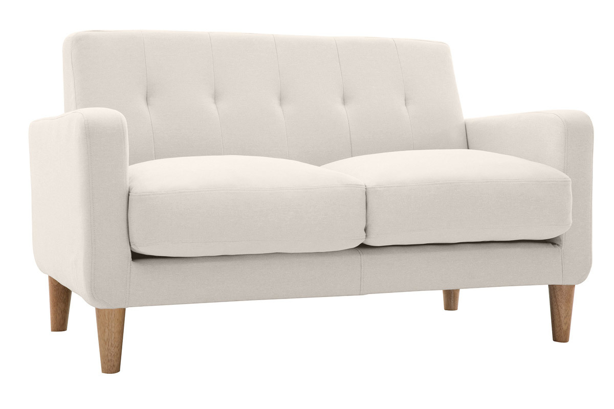 Design-Sofa skandinavisch naturfarbener Stoff 2-Sitzer LUNA