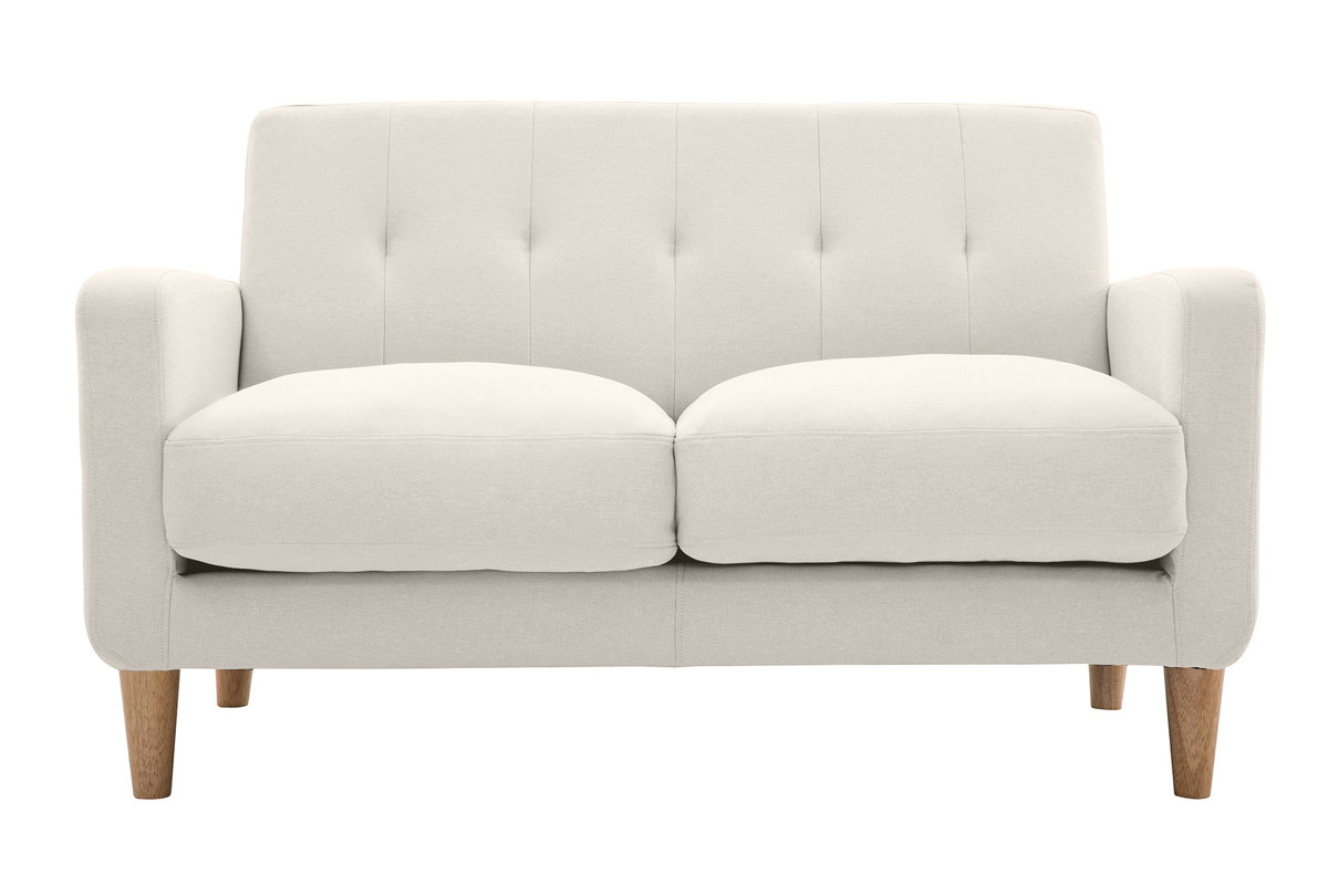 Design-Sofa skandinavisch naturfarbener Stoff 2-Sitzer LUNA