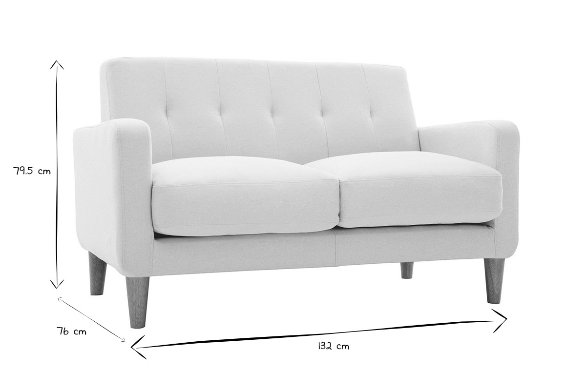 Design-Sofa skandinavisch naturfarbener Stoff 2-Sitzer LUNA