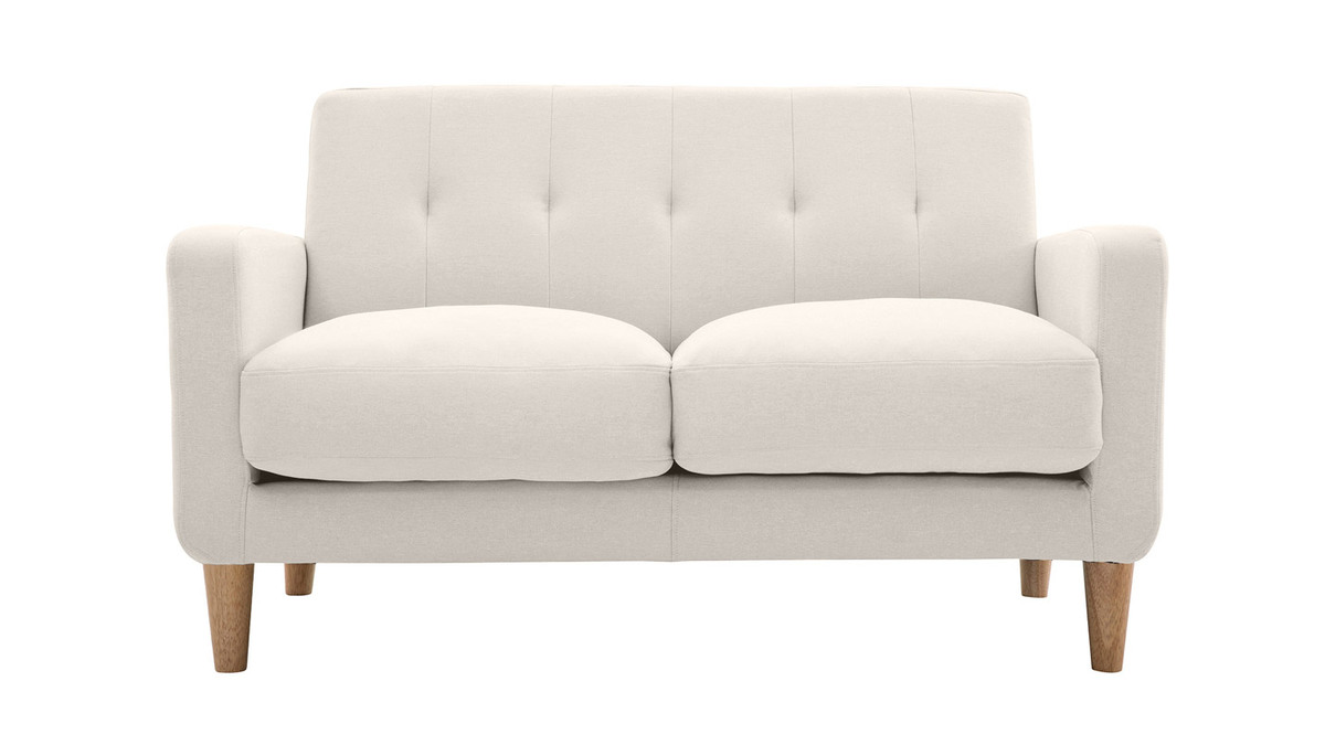 Design-Sofa skandinavisch naturfarbener Stoff 2-Sitzer LUNA