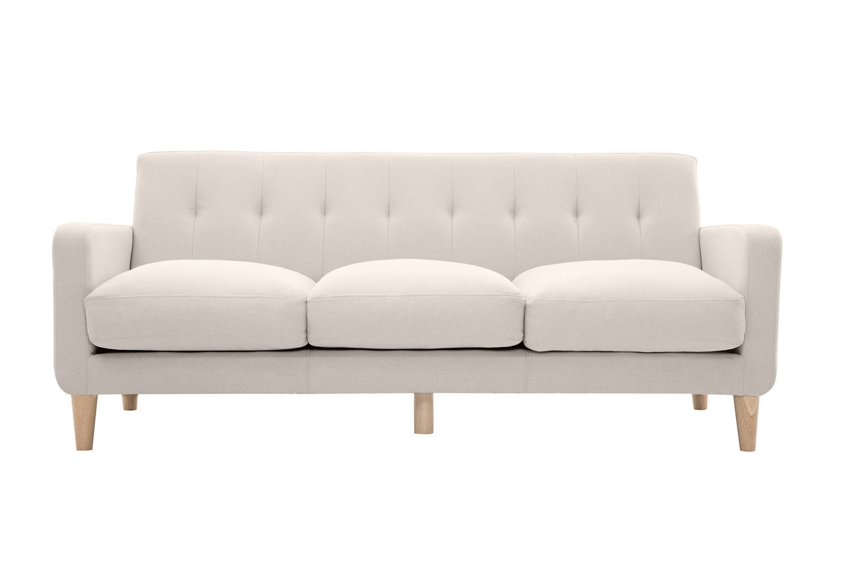 Design-Sofa skandinavisch naturfarbener Stoff 3-Sitzer LUNA