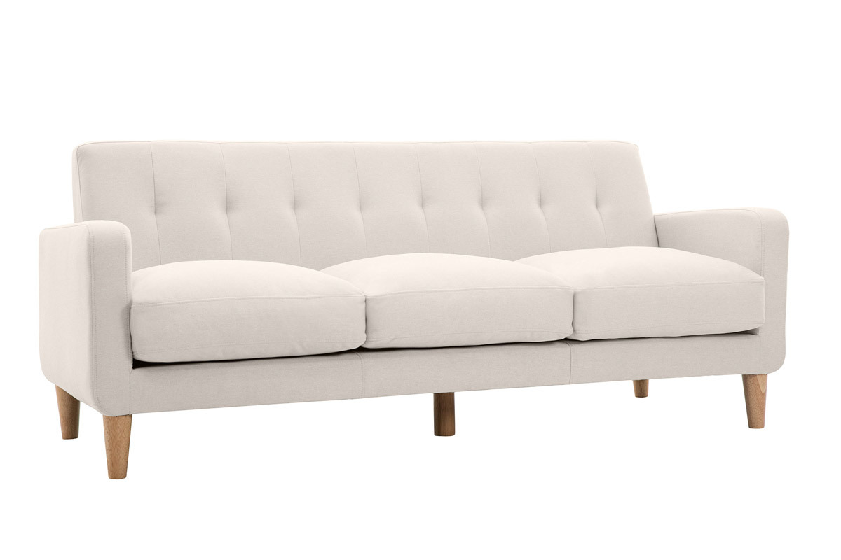 Design-Sofa skandinavisch naturfarbener Stoff 3-Sitzer LUNA