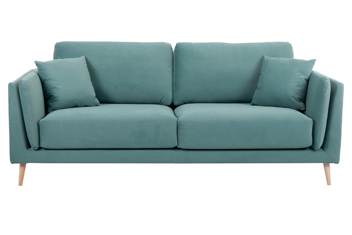 Design-Sofa VOGUE drei Sitze aus eisblauem Samt