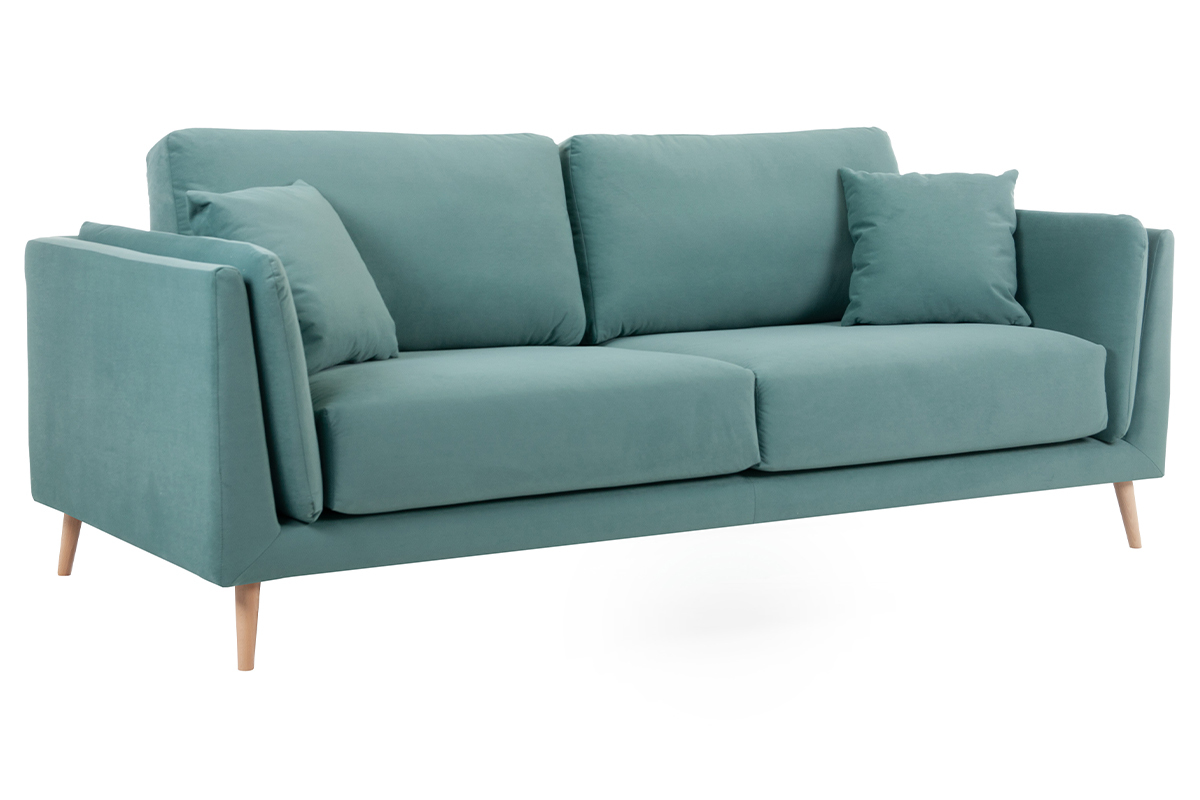 Design-Sofa VOGUE drei Sitze aus eisblauem Samt