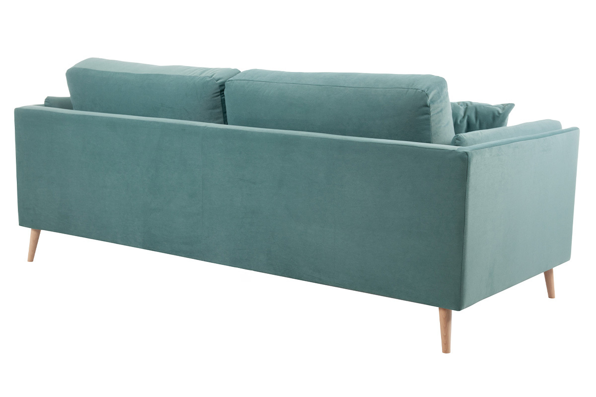 Design-Sofa VOGUE drei Sitze aus eisblauem Samt