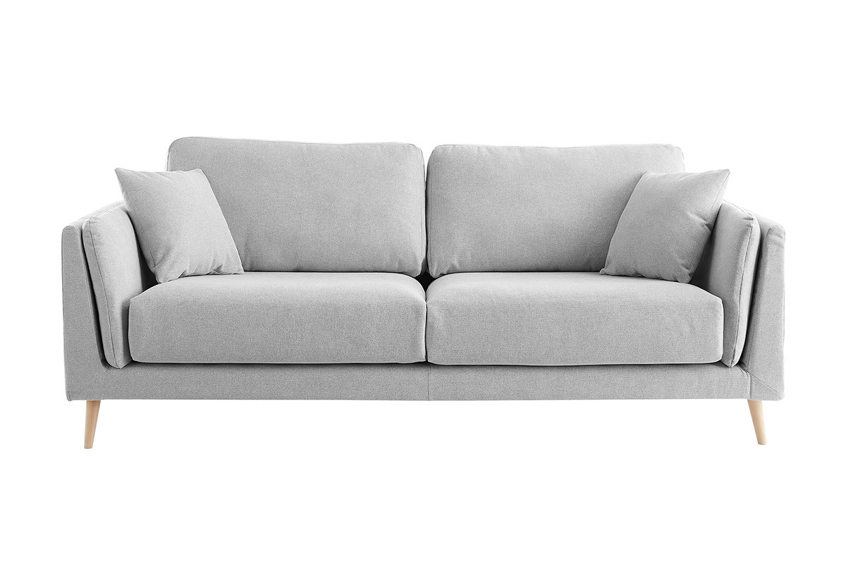 Design-Sofa VOGUE drei Sitze aus hellgrauem Samt