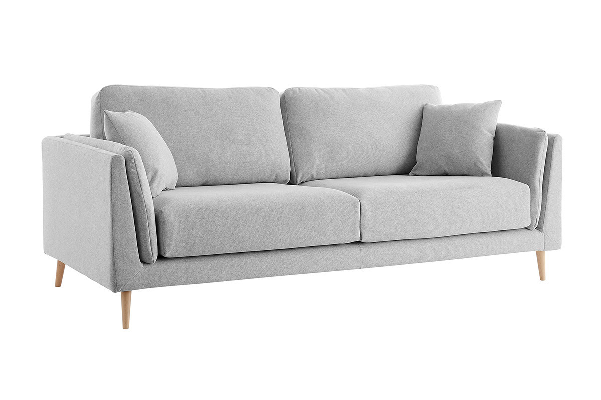 Design-Sofa VOGUE drei Sitze aus hellgrauem Samt