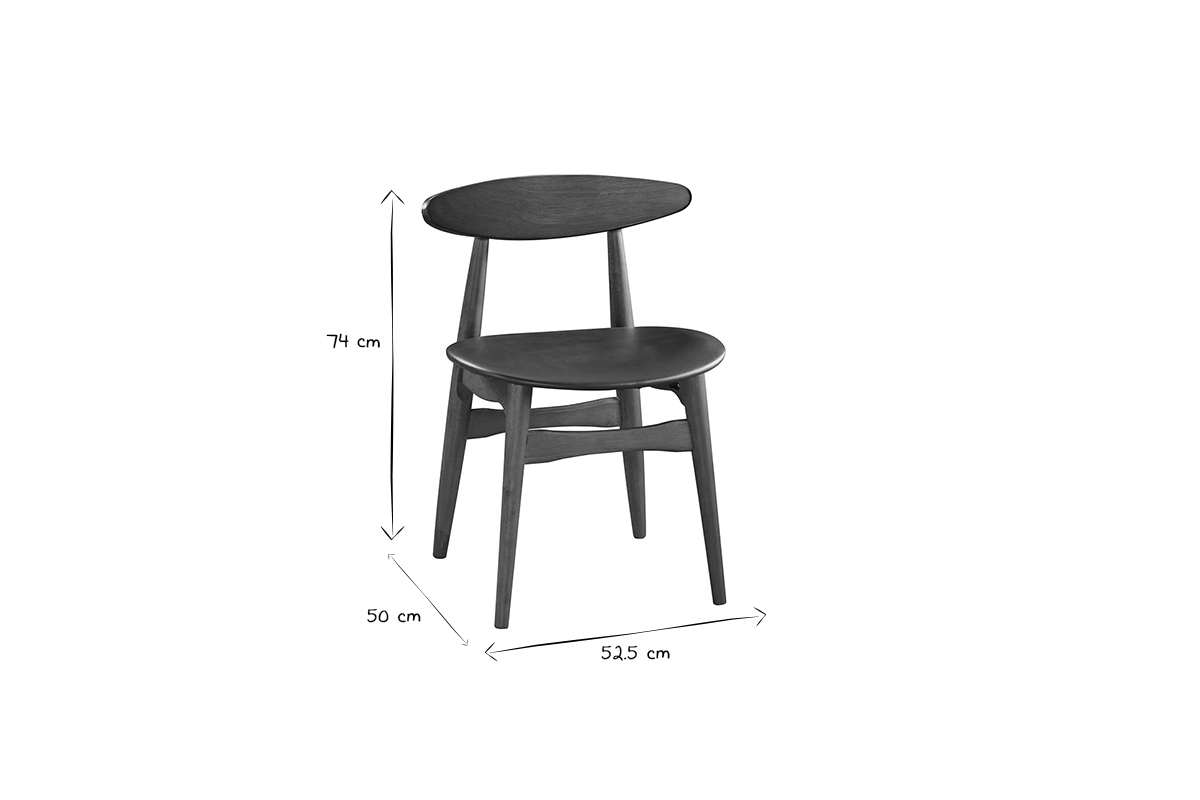 Design-Stuhl aus Nussbaum und schwarzem PU 2er-Set WALFORD