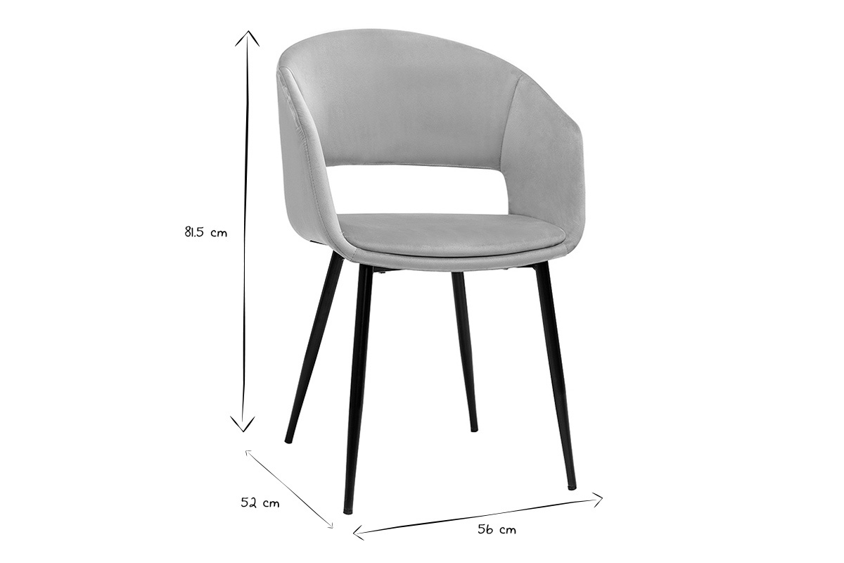 Design-Stuhl aus taupefarbenem Samt mit Fen aus schwarzem Metall PRISMA