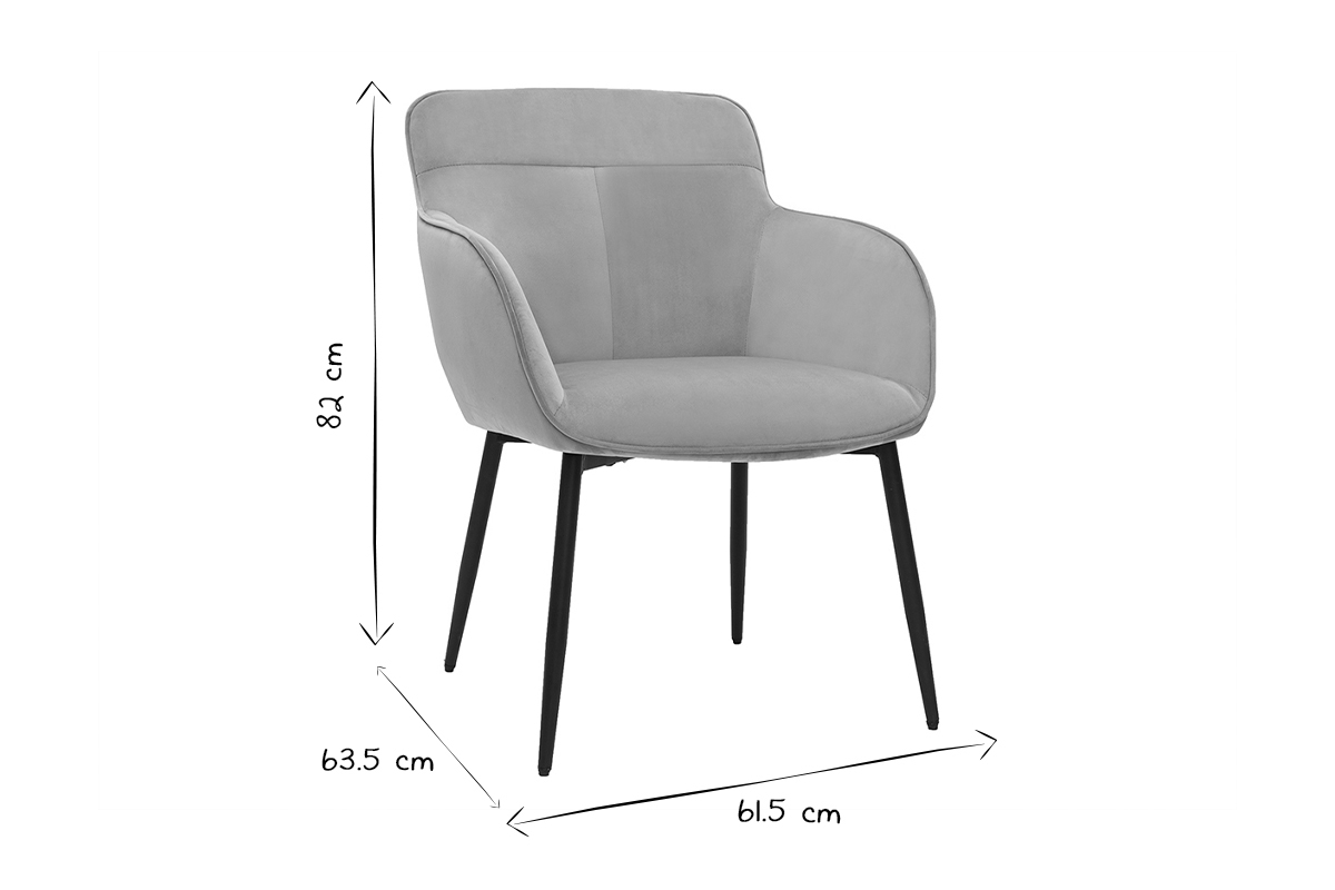 Design-Stuhl aus taupefarbenem Samt und schwarzem Metall FRIDA