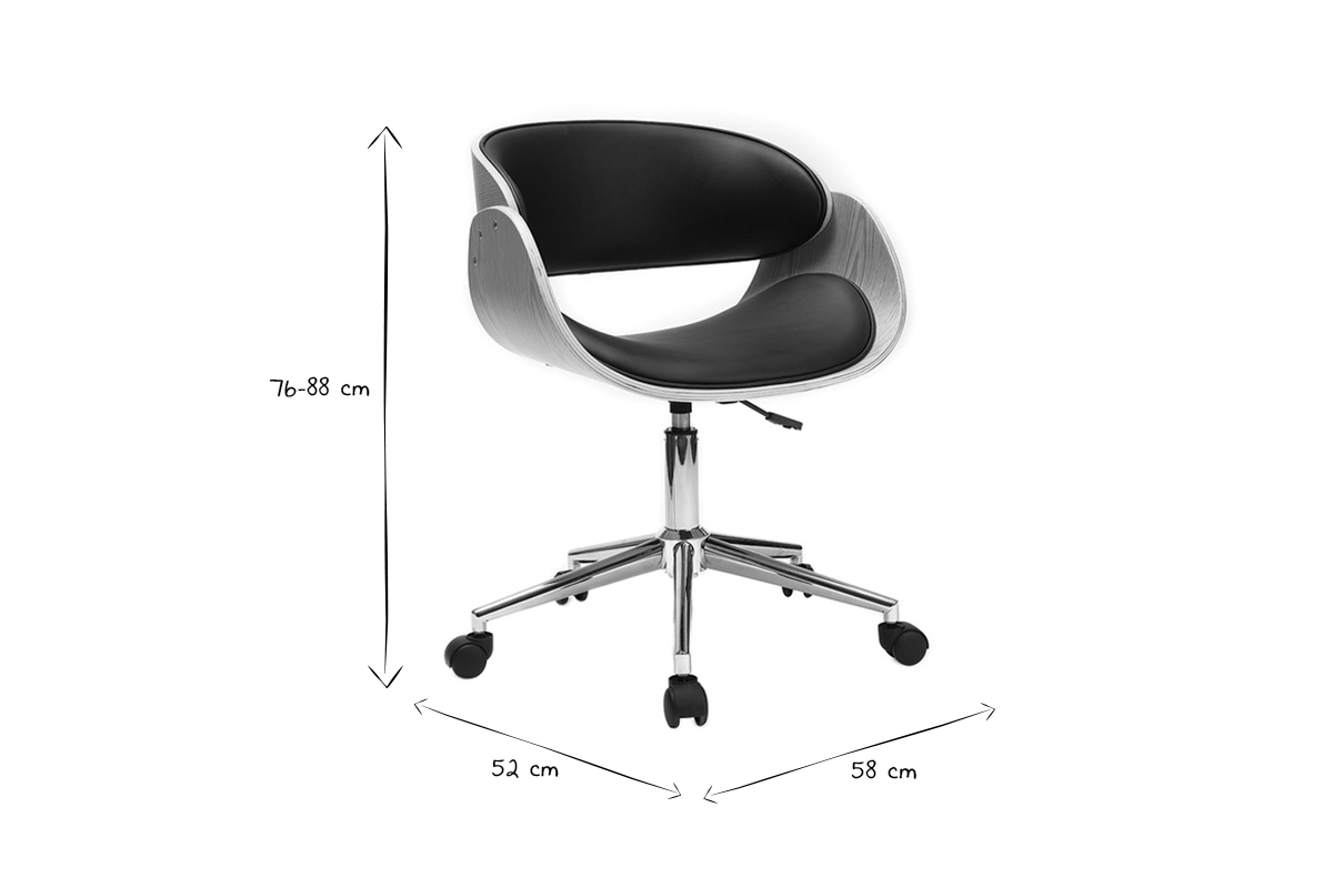 Design-Stuhl Rollen Schwarz und Helles Holz BENT