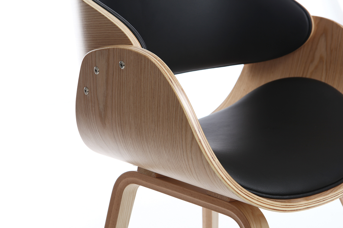 Design-Stuhl Schwarz und helles Holz BENT