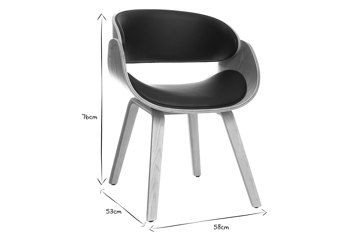 Design-Stuhl Schwarz und helles Holz BENT