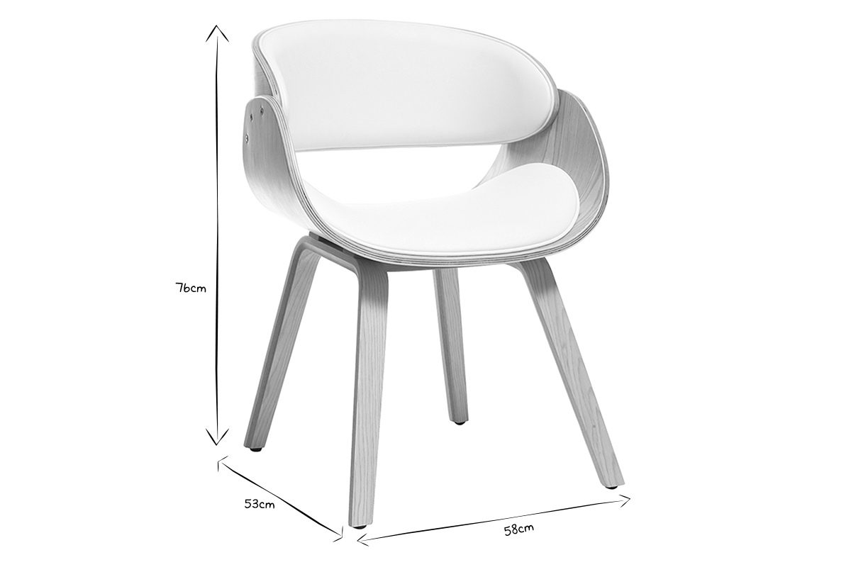 Design-Stuhl Wei und helles Holz BENT