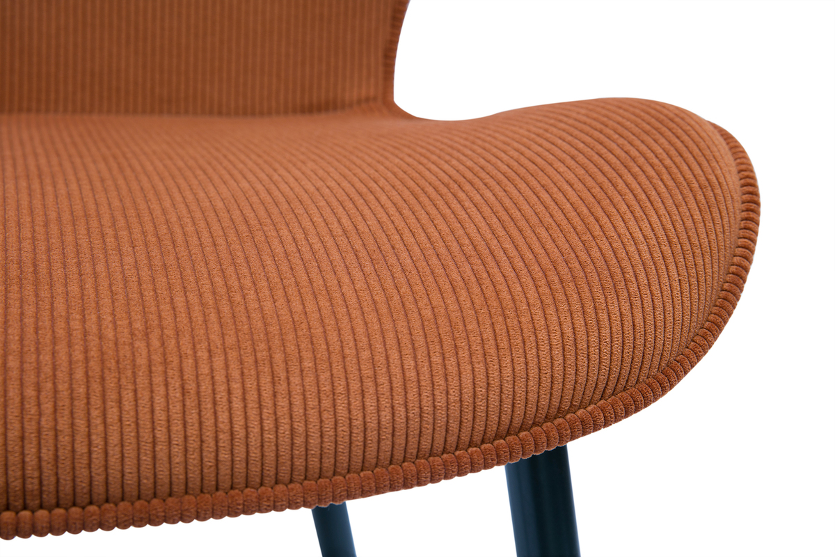 Design-Sthle aus Cordstoff in Terracotta und schwarzem Metall (2er-Set) ADDICT