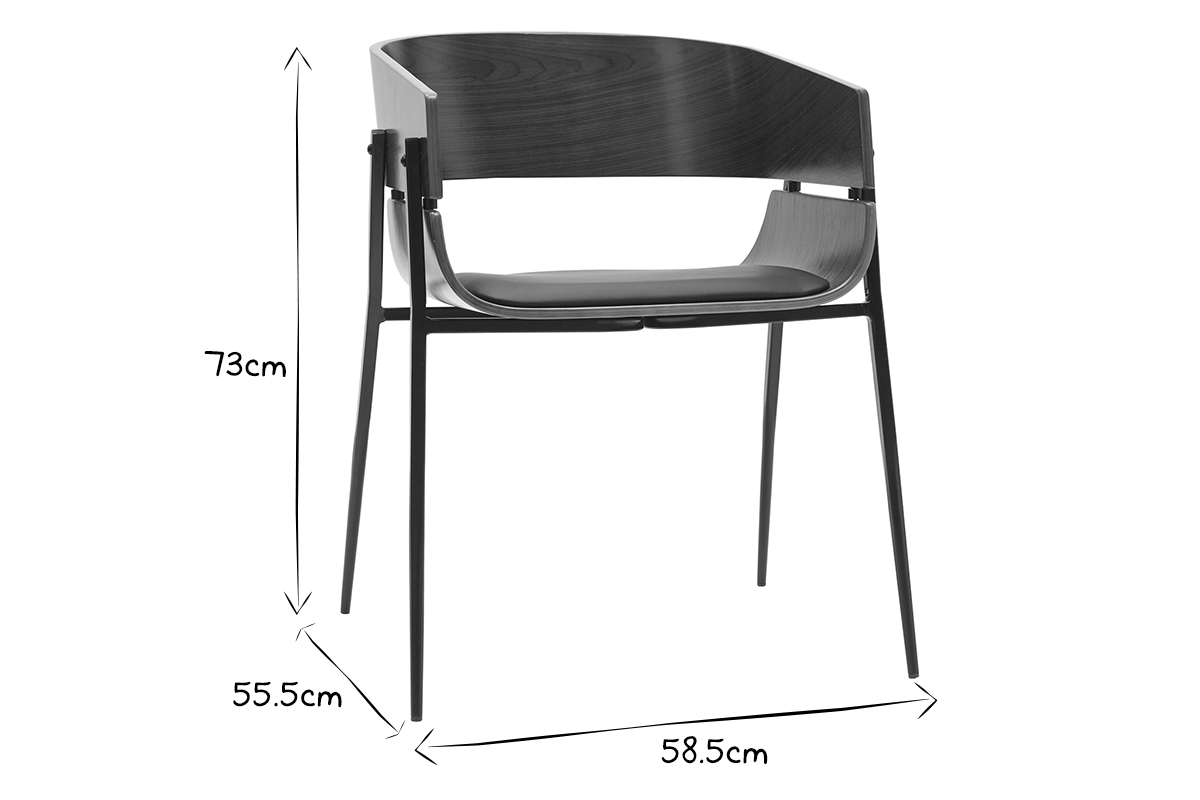 Design-Sthle aus dunklem Holz und schwarzem Metall (2er-Set) WESS