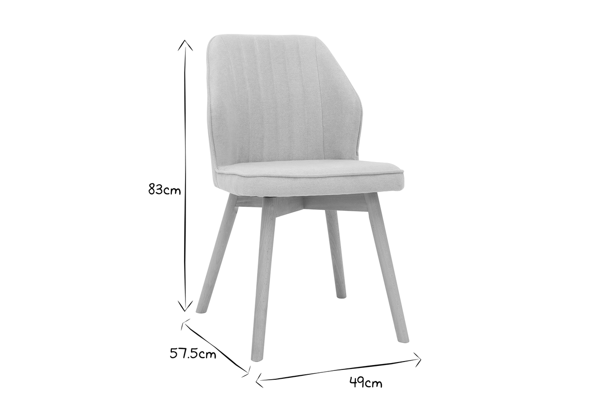 Design-Sthle aus grauem Stoff mit Samteffekt und Fe aus Holz (2er-Set) FANETTE