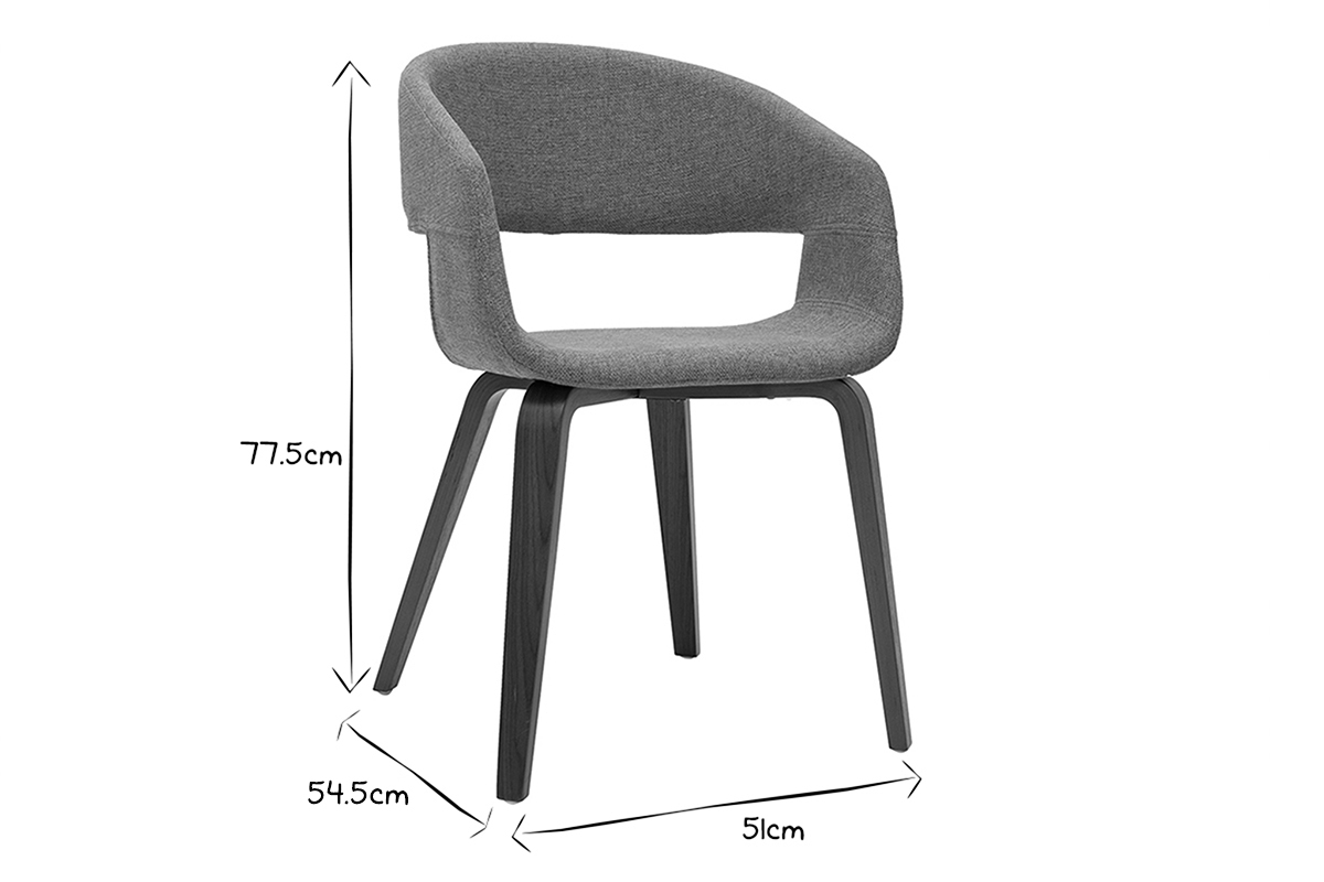 Design-Sthle aus hellgrauem Stoff mit dunklen Holzbeinen (2er-Set) SLAM