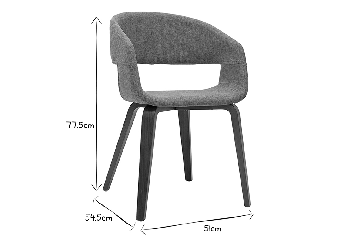 Design-Sthle aus schwarzem Polyurethan mit dunklen Holzbeinen (2er-Set) SLAM