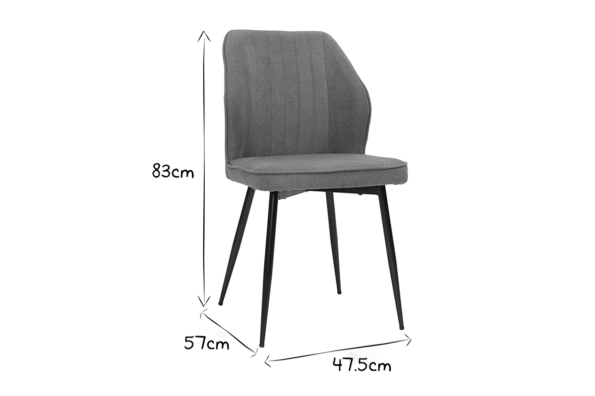 Design-Sthle aus senfgelbem Stoff mit Samteffekt mit Beinen aus schwarzem Metall (2er-Set) FANETTE