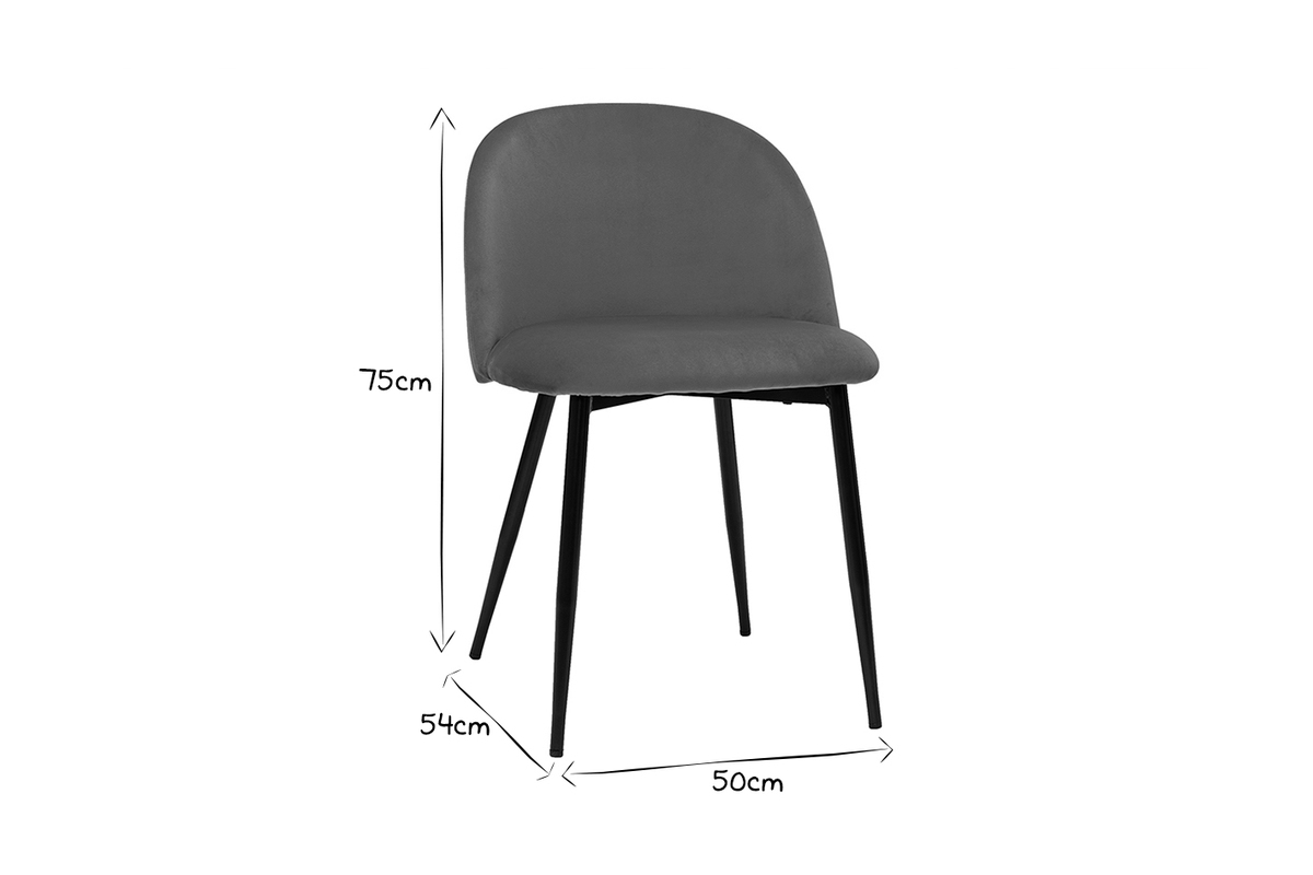 Design-Sthle aus taupefarbenem Samtstoff und schwarzem Metall (2er-Set) CELESTE