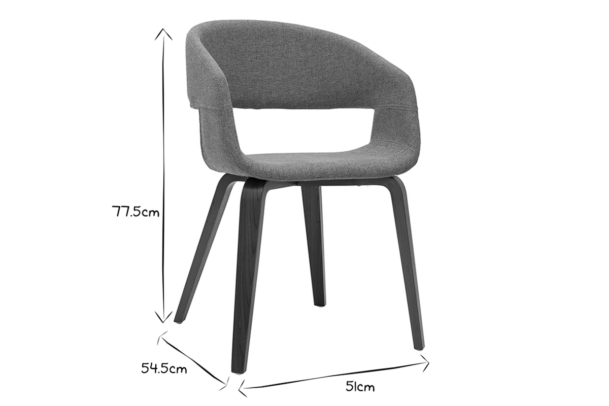 Design-Sthle aus taupefarbenem Stoff mit hellen Holzbeinen (2er-Set) SLAM