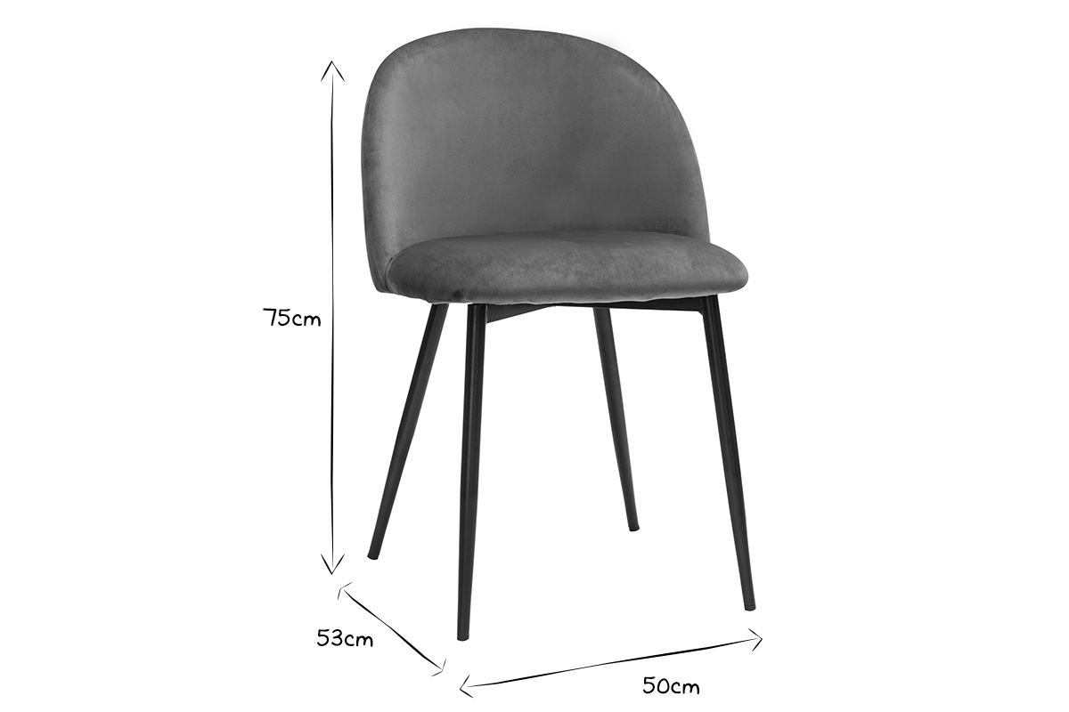 Design-Sthle aus terracottafarbenem Samtstoff und schwarzem Metall (2er-Set) CELESTE