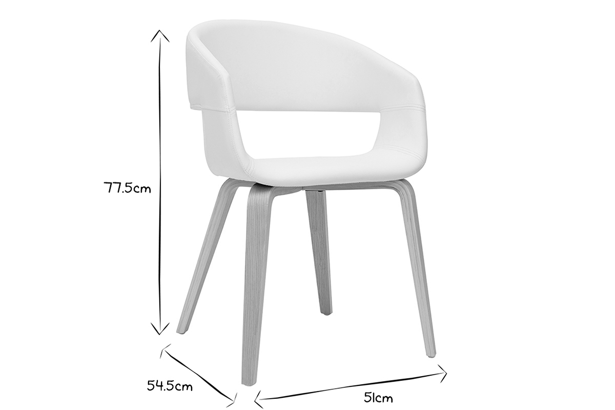 Design-Sthle aus weiem Polyurethan mit hellen Holzbeinen (2er-Set) SLAM