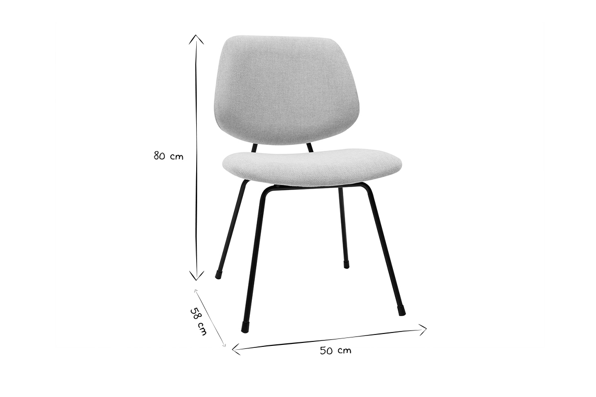 Design-Sthle beiger Stoff mit Samteffekt und schwarzer Metallfu (2er-Set) BARNET