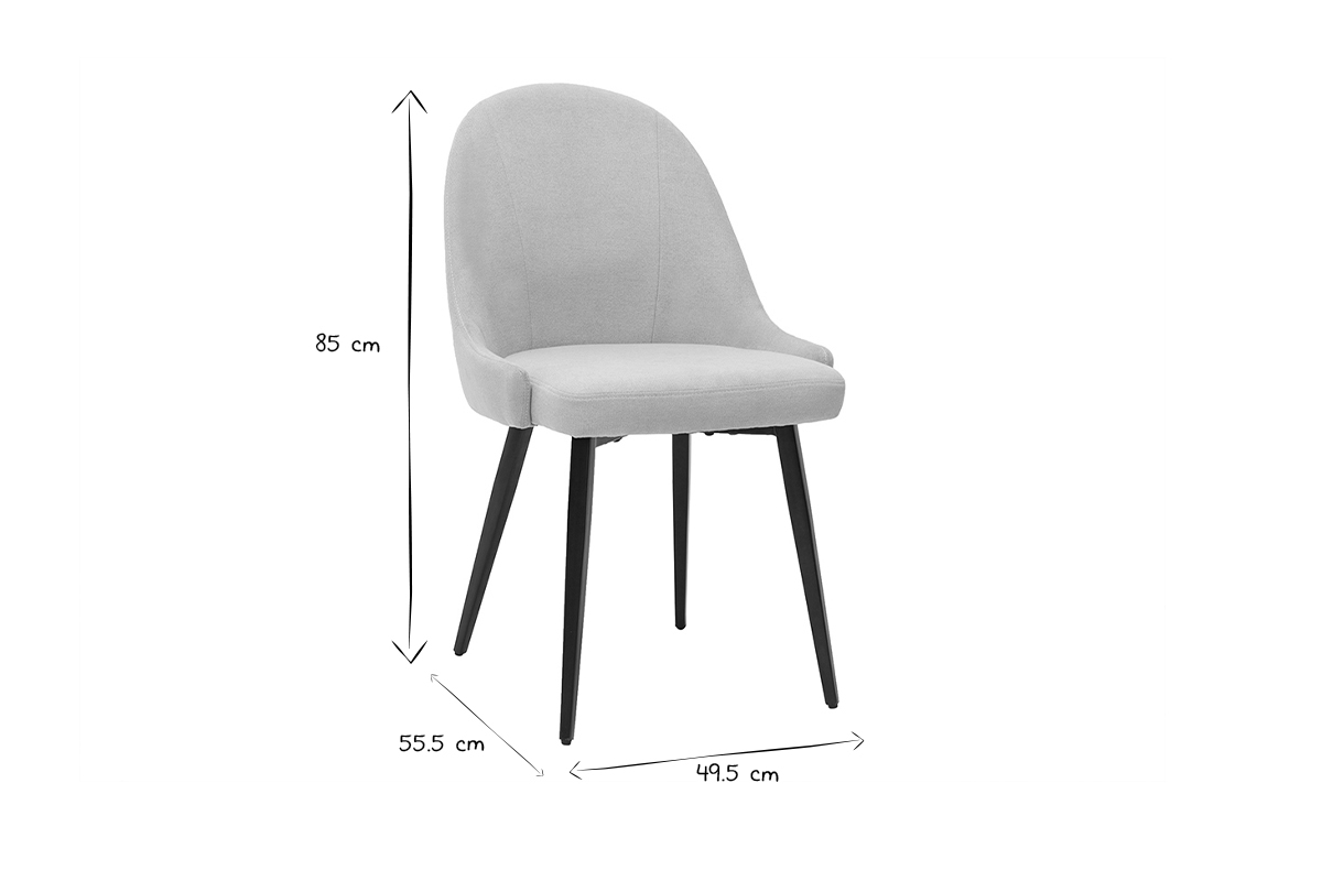 Design-Sthle beiger Stoff mit Samteffekt und schwarzer Metallfu (2er-Set) REEZ