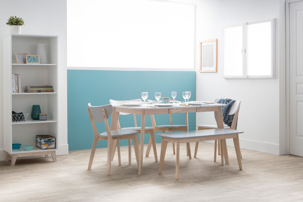 Design-Sthle Grau Beine aus Holz LEENA (2er-Set)