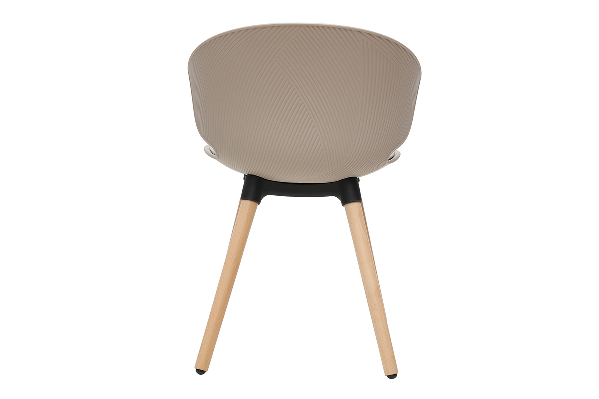 Design-Sthle in Taupe und helles Holz (2er-Set) WING