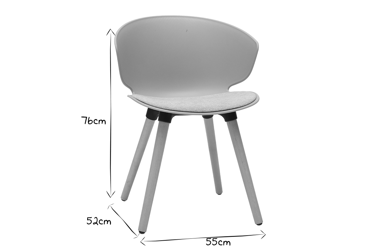 Design-Sthle in Taupe und helles Holz (2er-Set) WING