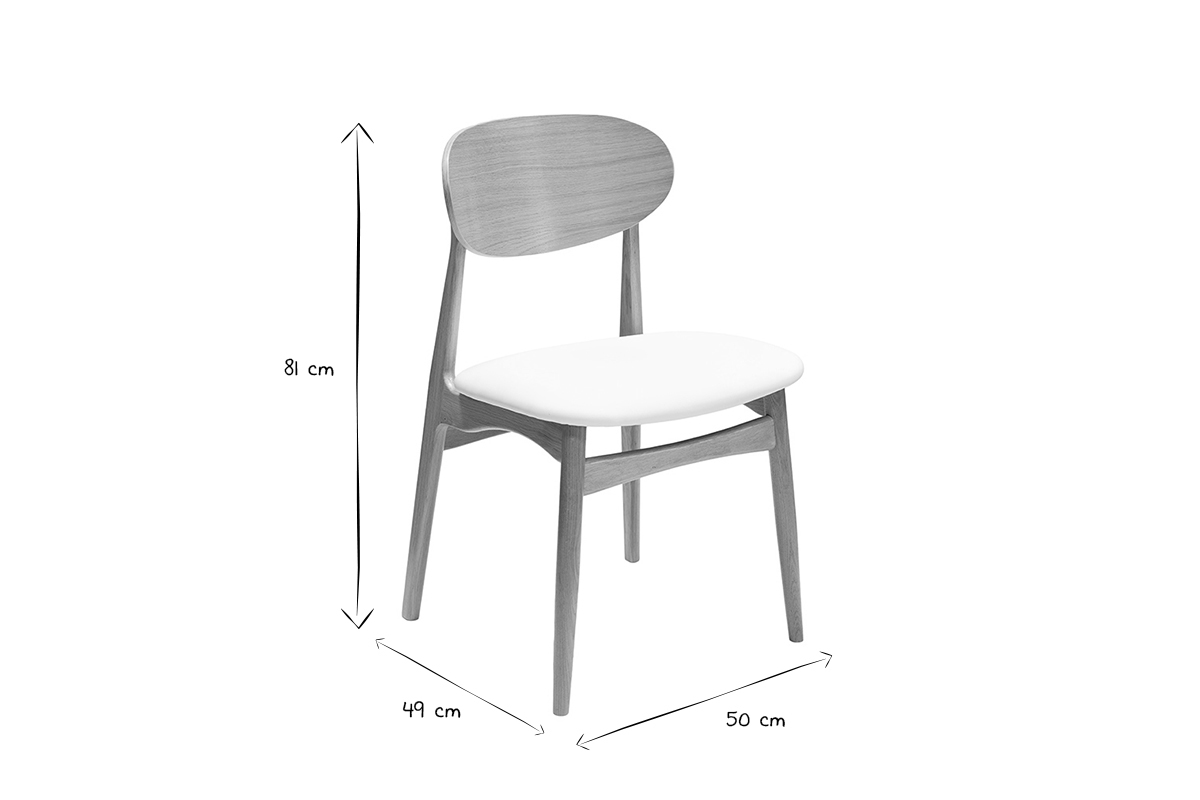 Design-Sthle in Wei und hellem Holz aus massiver Eiche (2er-Set) VICKY