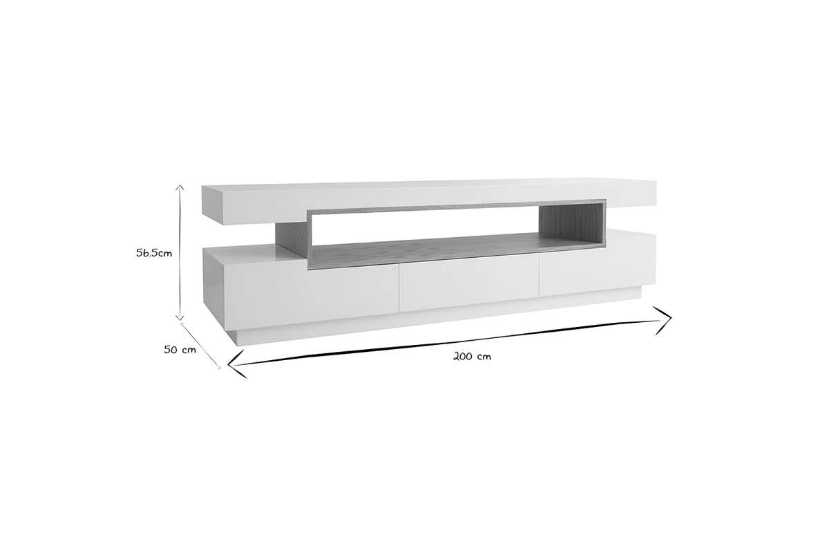 Design-TV-Mbel lackiert Wei glnzend LIVO