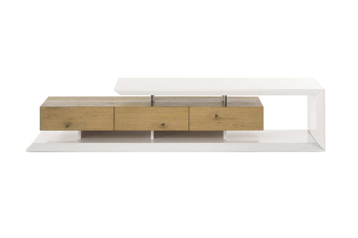 Design-TV-Mbel lackiert Wei und Holz RITUEL