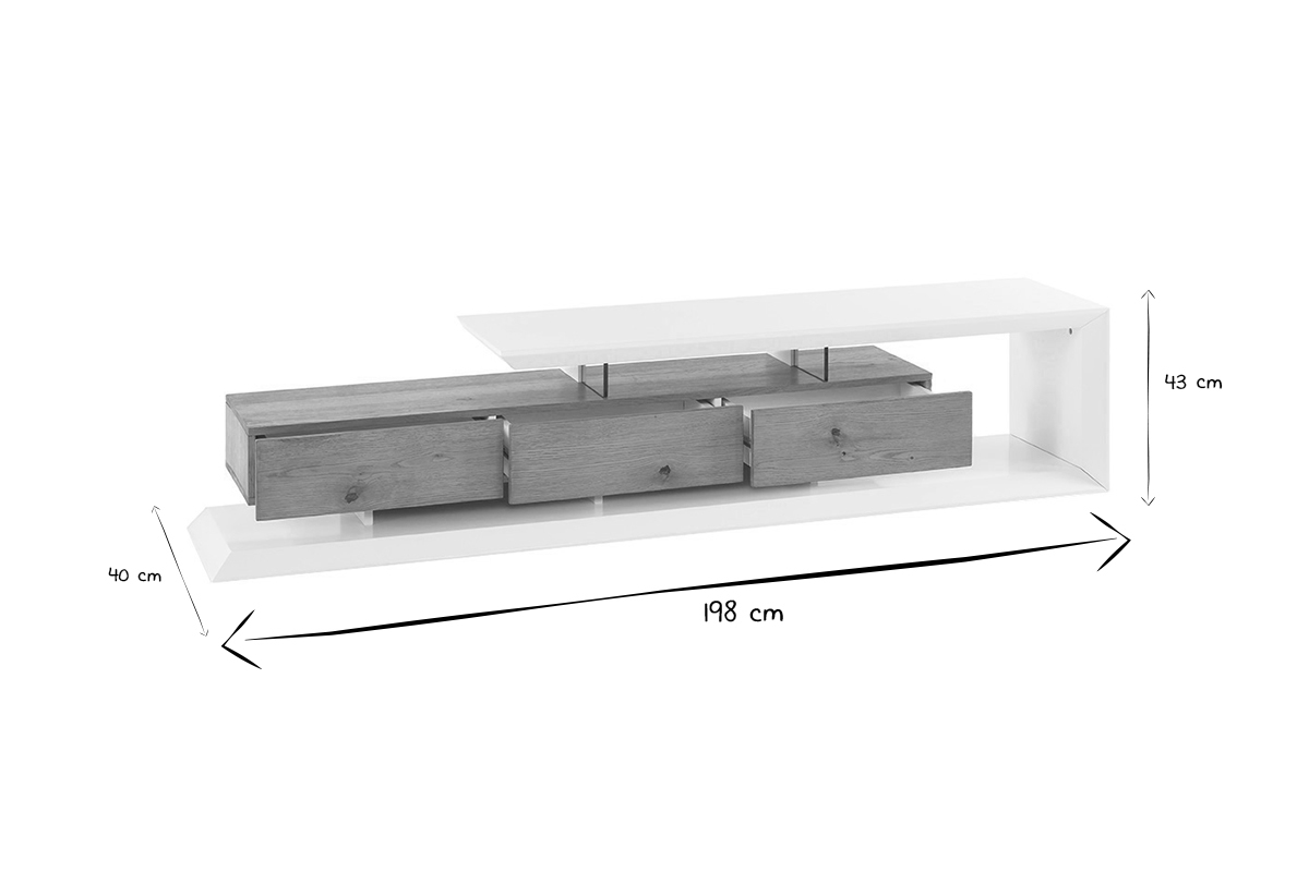 Design-TV-Mbel lackiert Wei und Holz RITUEL