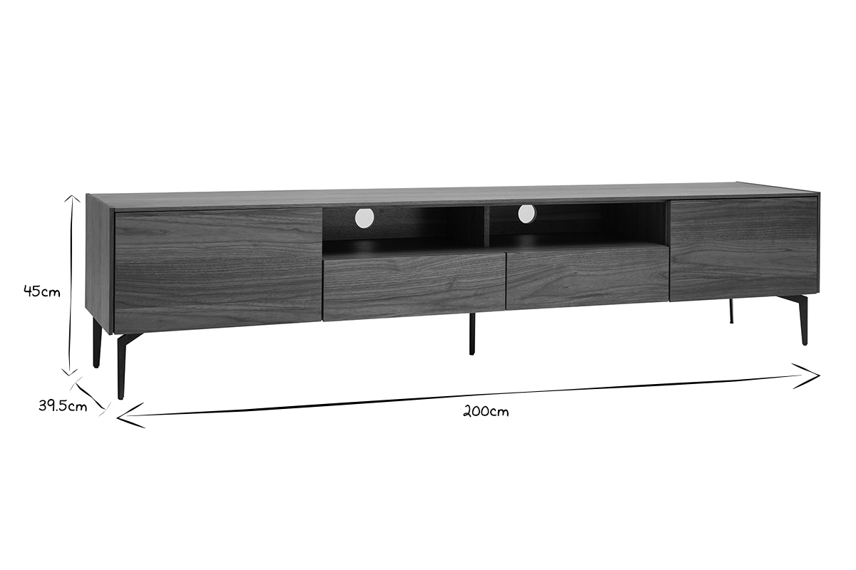 Design-TV-Mbel mit Walnussfurnier L200 cm BLISS