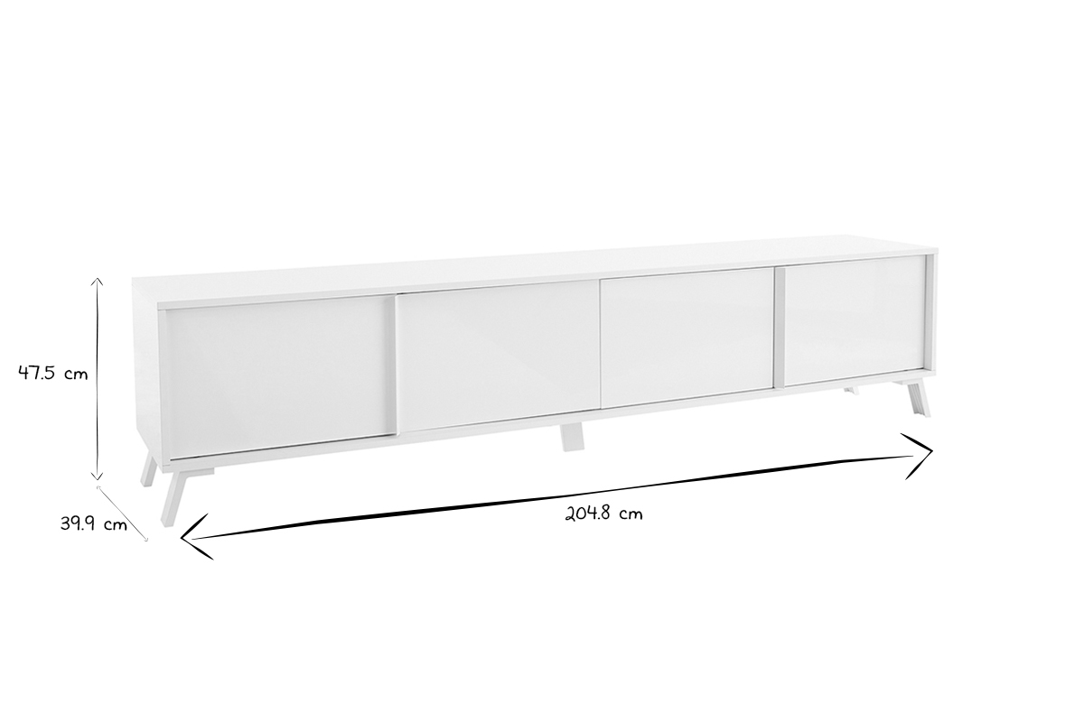 Design TV-Mbel mit weier Hochglanzoberflche L205 cm NEMA