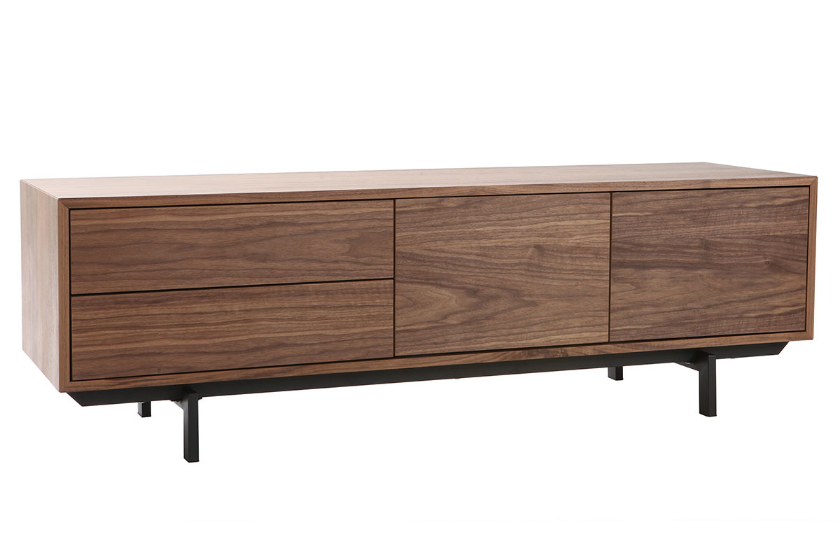 Design Tv Mobel Vintage Geschlossen Nussbaum Manny Miliboo