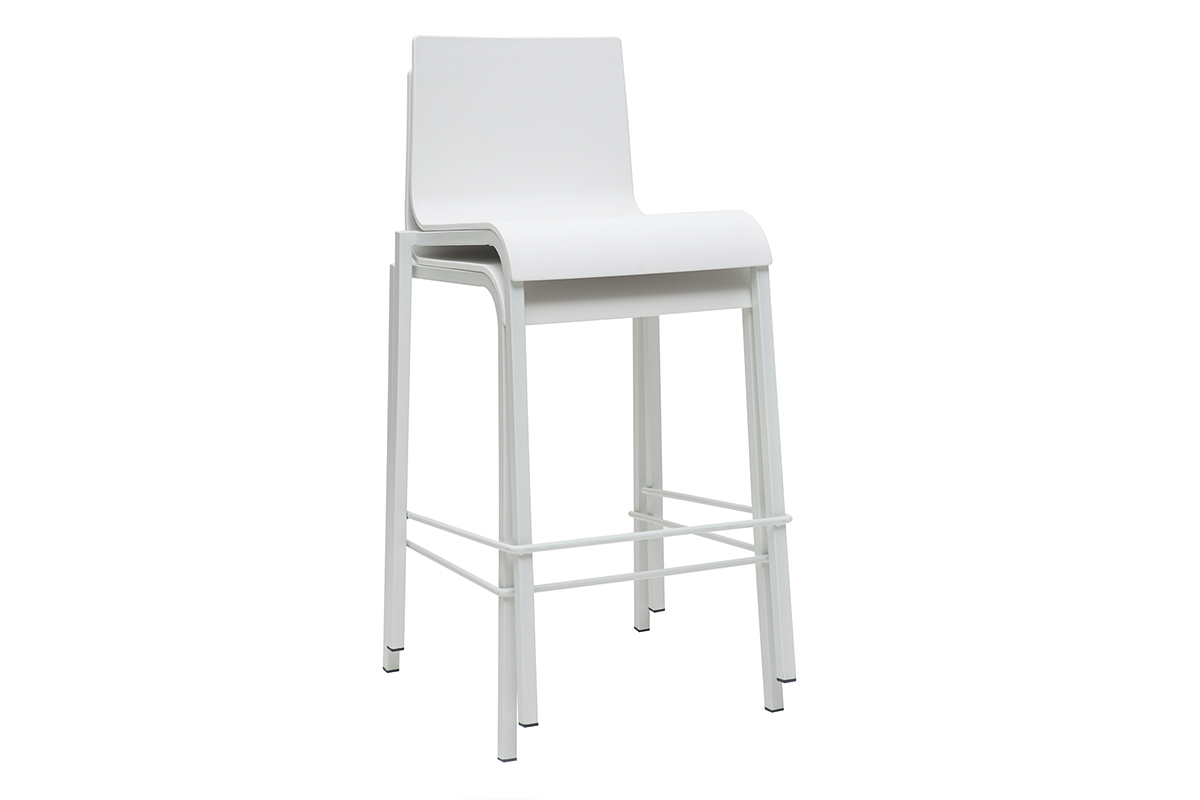 Designer Barhocker stapelbar wei H65 cm (2er-Satz) KUPA