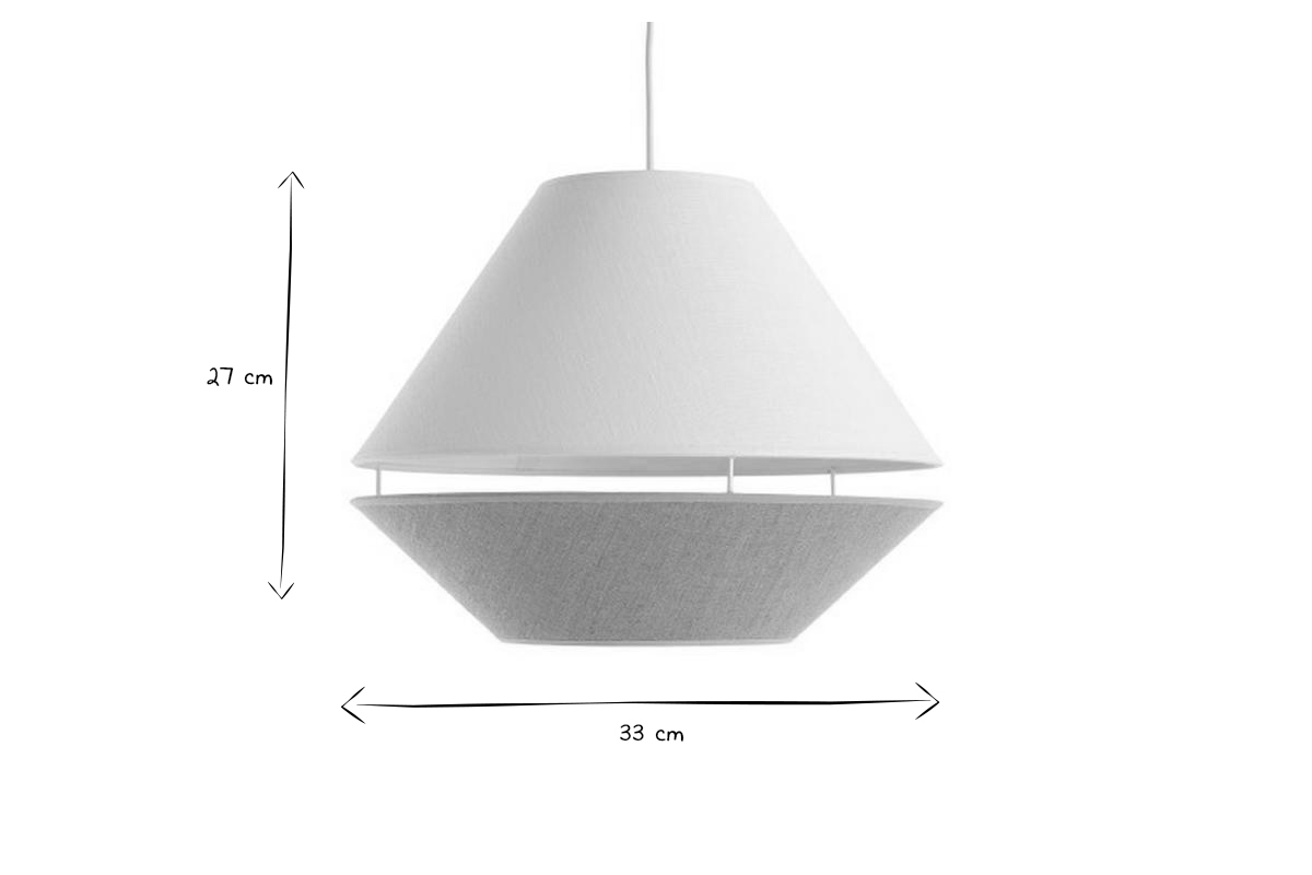 Designer-Hngeleuchte Leinen naturfarben und wei D 33 cm KUPPEL