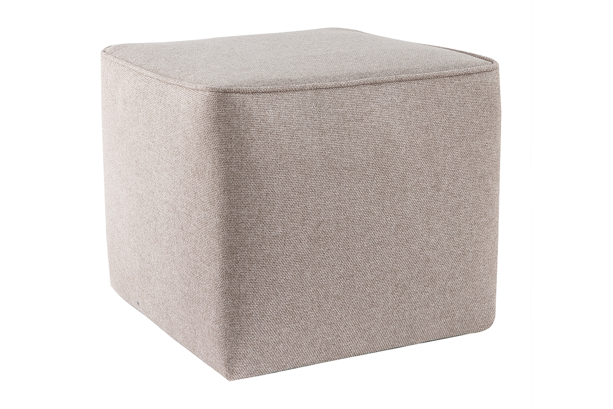 Designer-Hocker quadratisch H 35 cm beiger Stoff PAVE