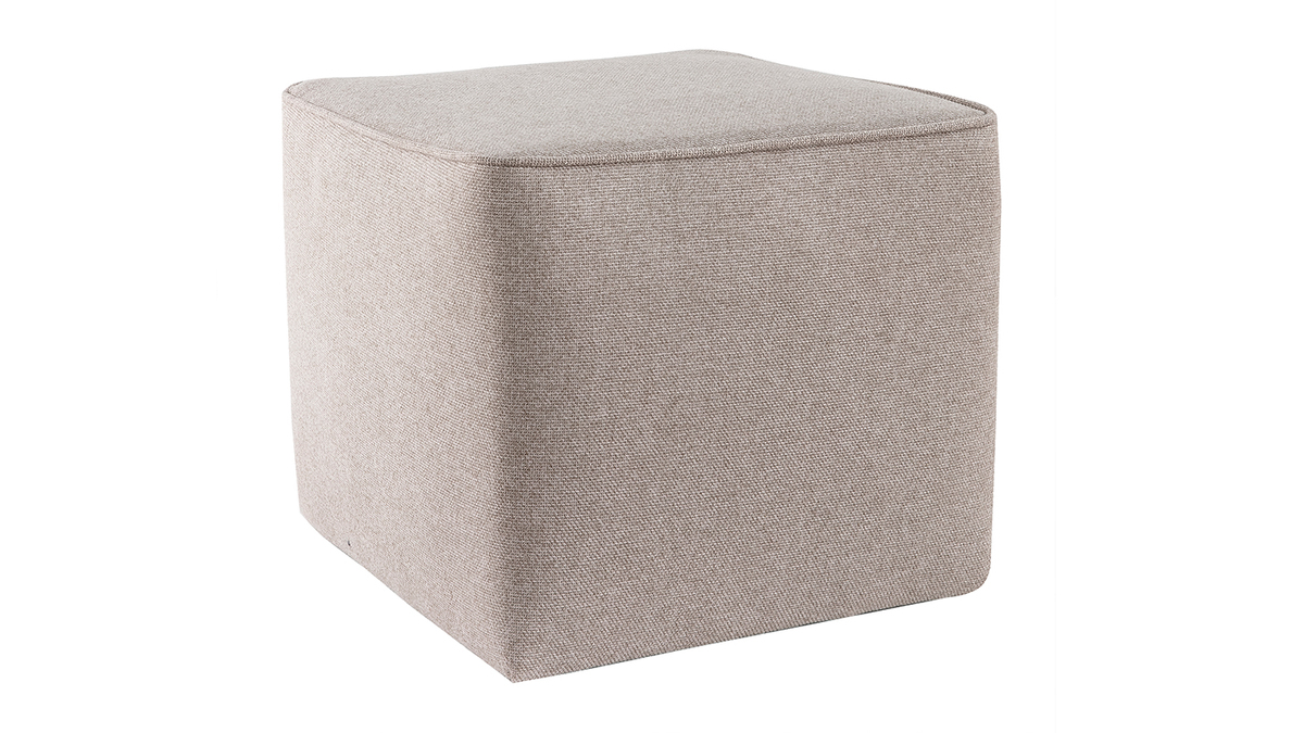 Designer-Hocker quadratisch H 35 cm beiger Stoff PAVE